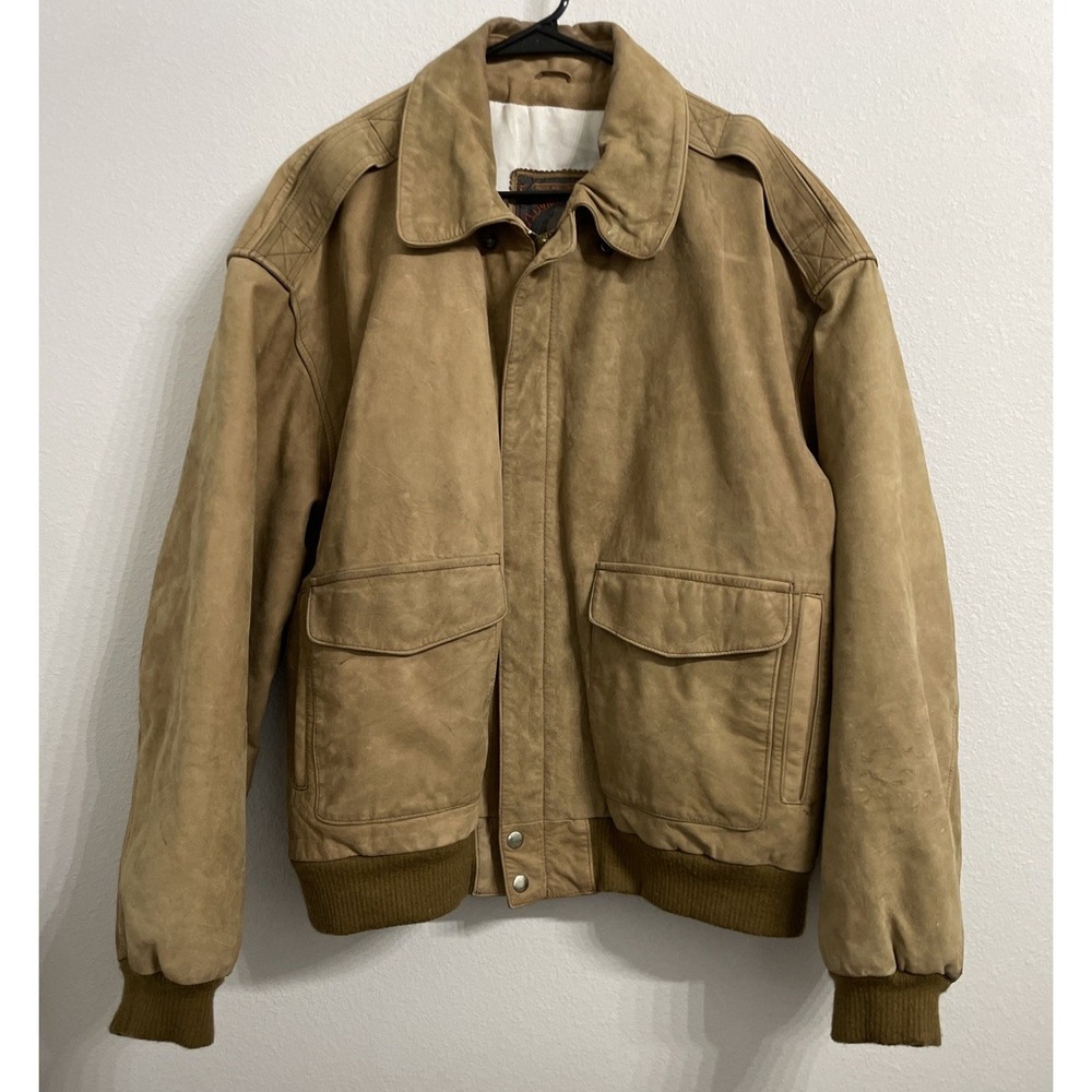 Wilsons Adventure‎ Bound Mens Vintage Brown Leather Bomber Jacket XL Thinsulate